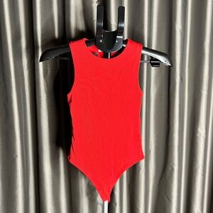 Vibrant Red Sleeveless Bodysuit